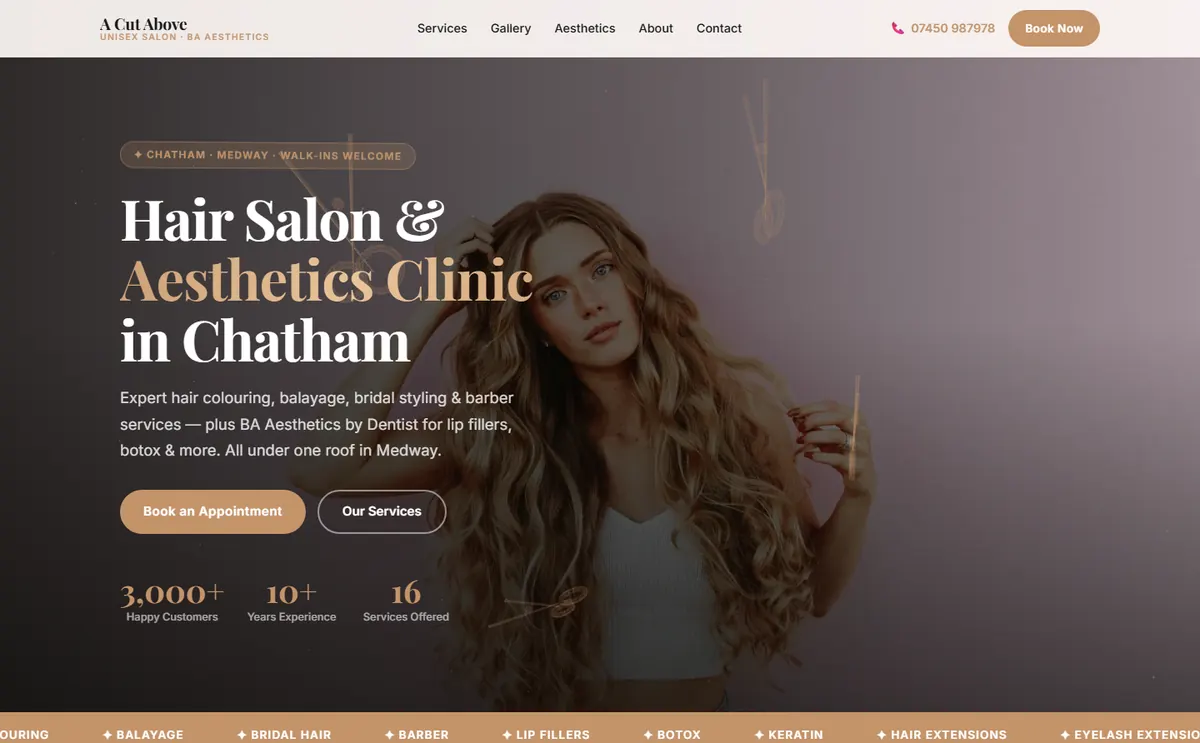 A Cut Above website